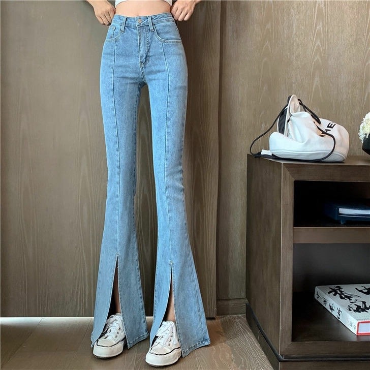 服装店不做了 清货处理 泫雅开叉牛仔裤微喇...