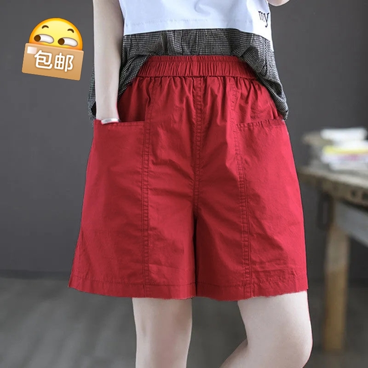 纯棉短裤女宽松显瘦裤子2021新款阔腿夏薄...