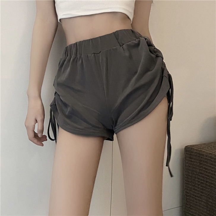 性感辣妹运动休闲裤女夏季薄款热裤抽绳高腰短...