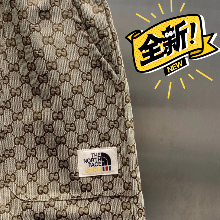 重工南脸联名古琦短裤大裤衩休闲男女裤子同款...