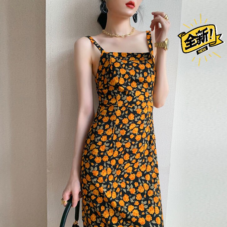 【清仓处理】2021新款夏装法式复古碎花高...