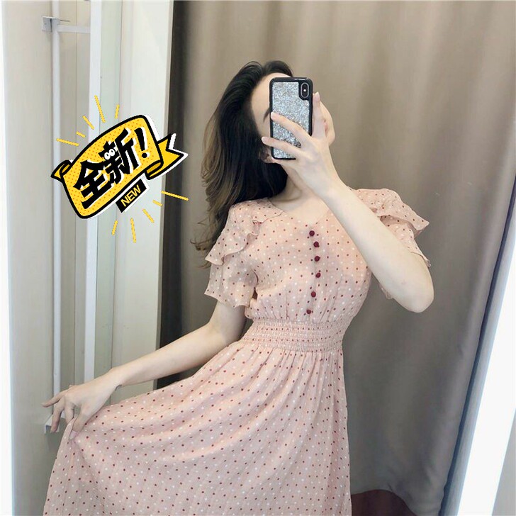 超仙森系连衣裙女夏2021新款雪纺中长款裙...