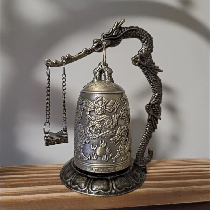 韩国仿铜钟摆件龙饰小号圣德大王神钟平安钟办...