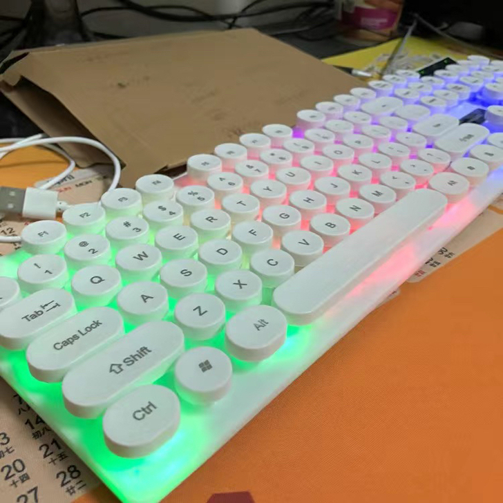 键盘鼠标套装发光机械手感电脑笔记本键鼠有线...