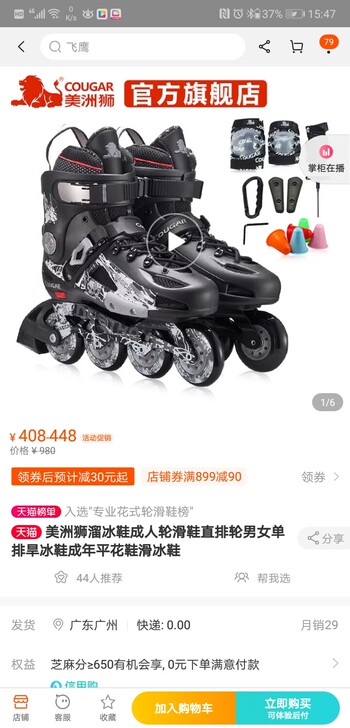 美洲狮溜冰鞋成人 40码，自用滑轮鞋，成色...