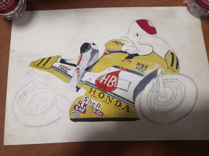 水粉画，八十年代未完成的作品，