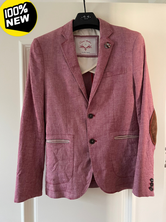 全新ZARA男士棉麻西服上衣，175/92...