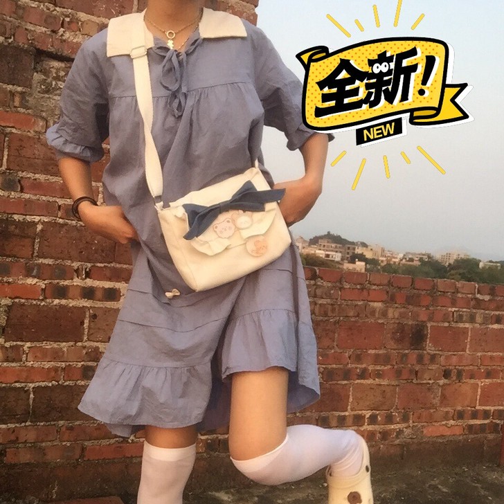全新洛丽塔日系复古甜美蝴蝶结软妹帆布包IN...