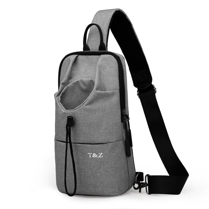 胸包男士单肩斜挎包胸前潮牌个性多功能运动休...