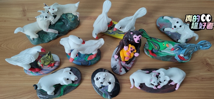 彩泥手绘工艺品，三个以上包邮，一个15元，...