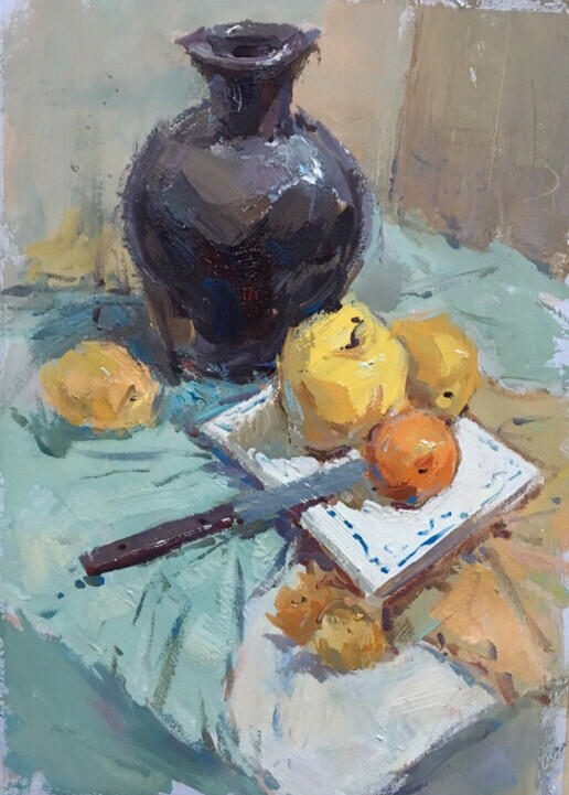 本人着急用钱,现转卖本人水粉画,一个钟作品...