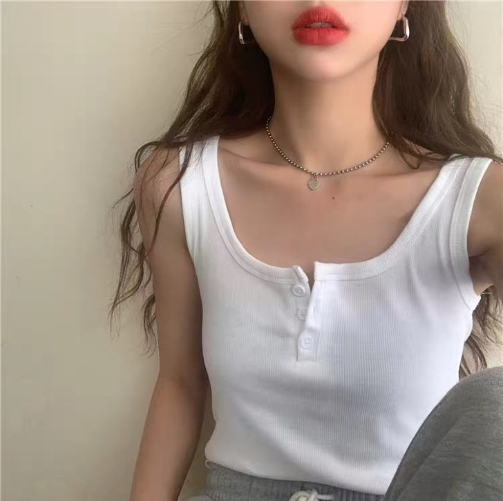 针织吊带小背心女内搭全棉短款外穿胖妹妹上衣...