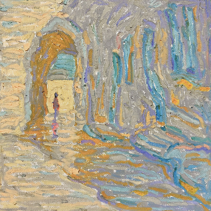 油画棒原作 风景写生 原创 材质为油画布裱...