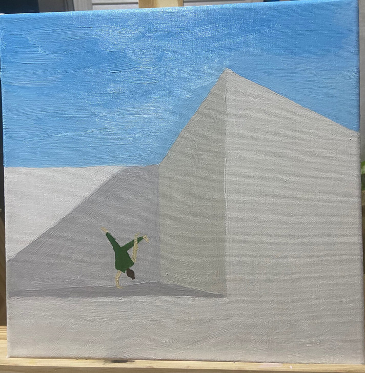 油画，油画布有木条框，非丙烯画，20x20...