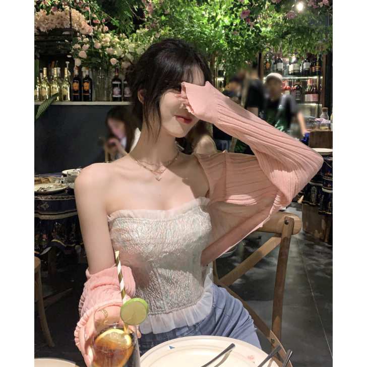 流光人鱼姬辣妹风纯欲抹胸上衣女夏外穿修身显...