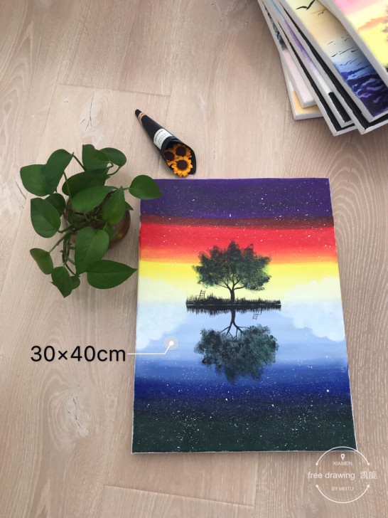 纯手工，手绘丙烯画，采用油画布画框，不褪色...