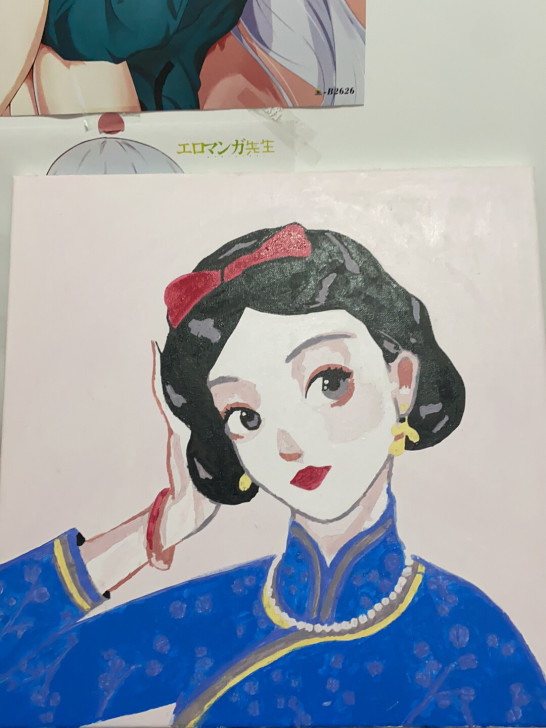 古风白雪公主水粉画 手作品有瑕疵 25包邮...