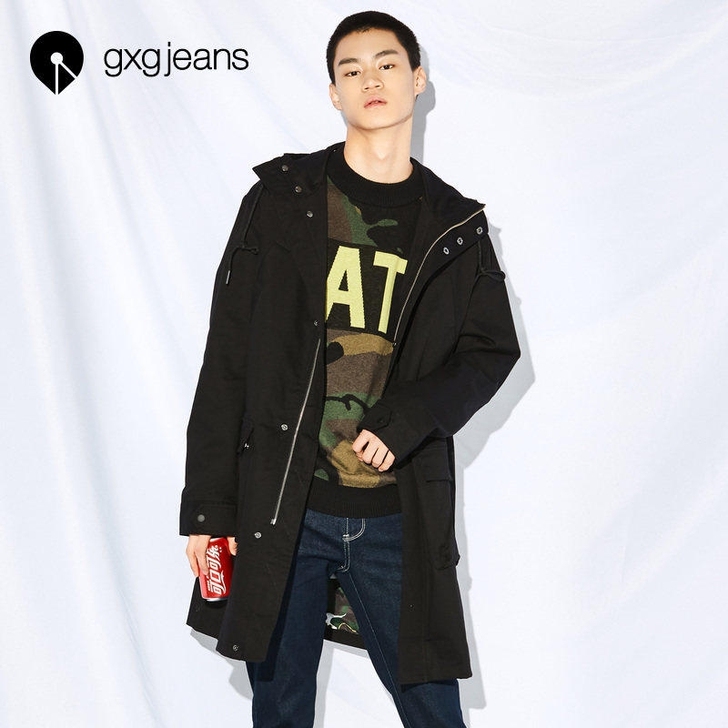 GXG男风衣，春秋款连帽风衣外套男，gxg...