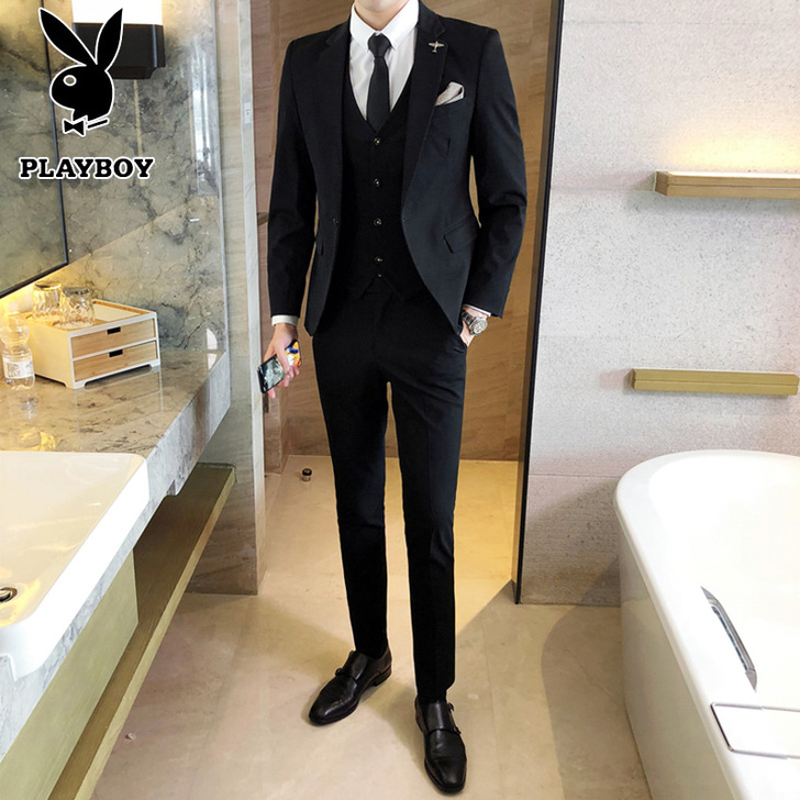 花花公子男士休闲西服男商务宴会套装结婚礼服...