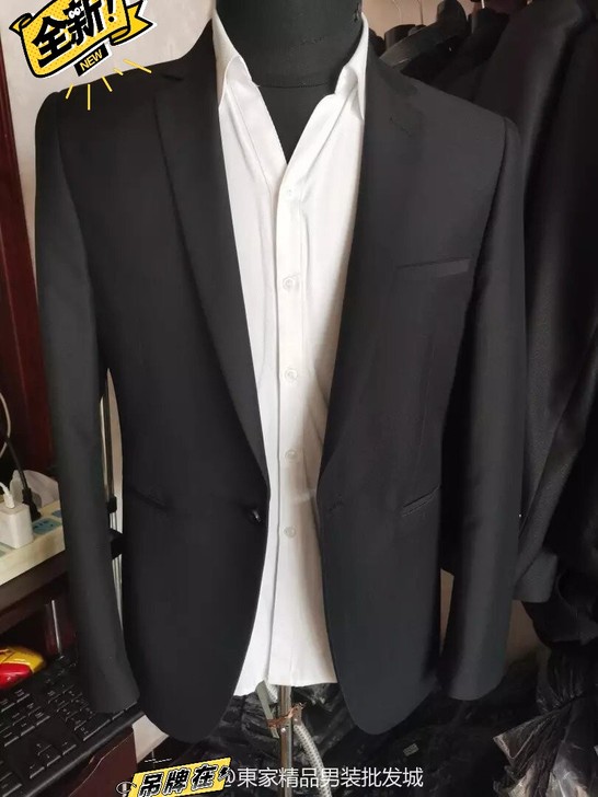 全新纯黑外套男士休闲西服外套职业装男外套大...