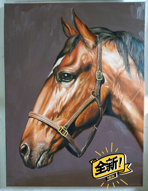 纯手绘油画马，60X80cm专业亚麻油画布...