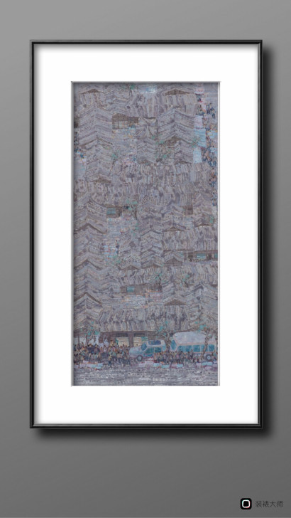 《入秋后的市集》60*120cm，纯手绘原...