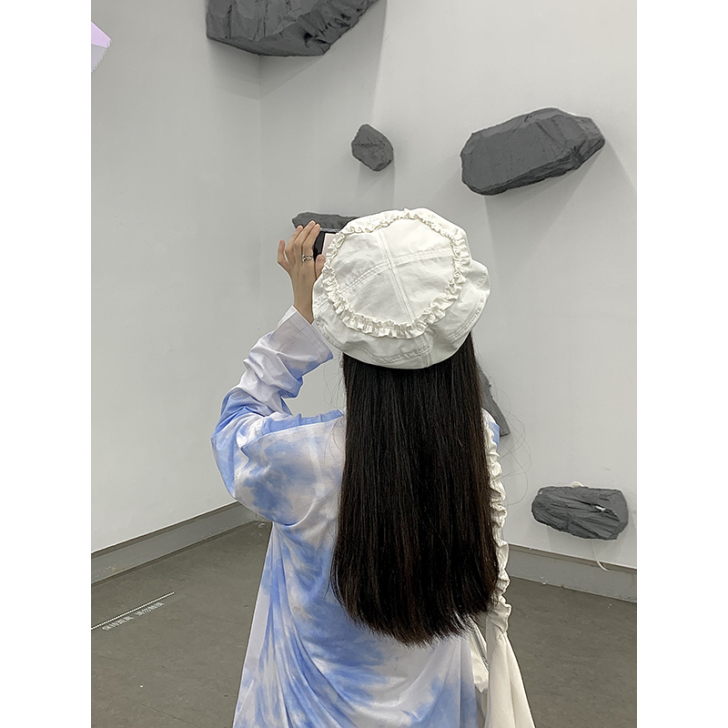 郑多喜 帽顶爱心花边装饰贝雷帽女可爱设计师...