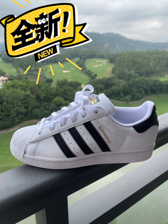 阿迪达斯三叶草黑白经典金标贝壳头正品全新闲...