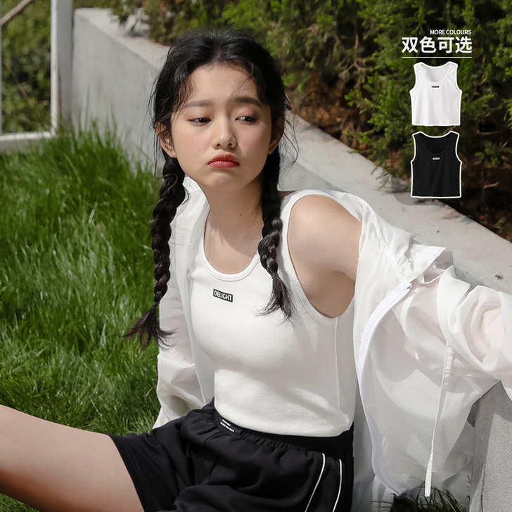 运动吊带背心女内搭2021新款无袖日系挂脖...