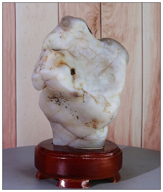 冰.爽丝滑的大滩白玛瑙戈壁石摆件JP/GP...