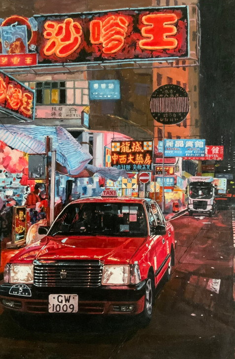 丙烯画作品。四开左右大小，油画布作画