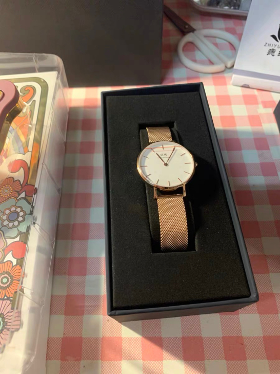 DW流金表手表女简约女表编织钢带石英表丹尼...