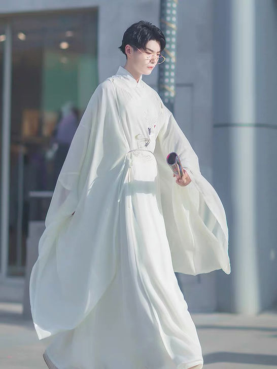 寻景记汉服正品原创宋制圆领袍仙鹤兰刺绣中国...