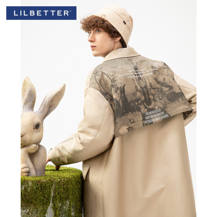Lilbetter风衣男秋季中长款潮流外套...