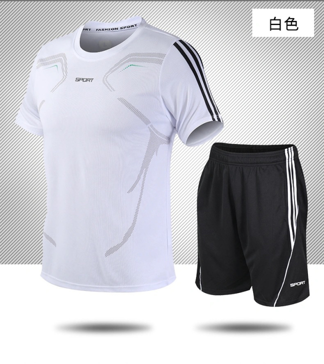 低价出售男士速干休闲运动套装夏季短袖T恤透...