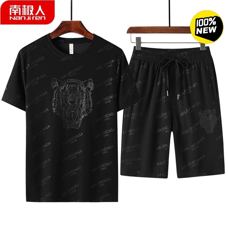 休闲套装男夏季轻薄速干短袖t恤青少年男士潮...