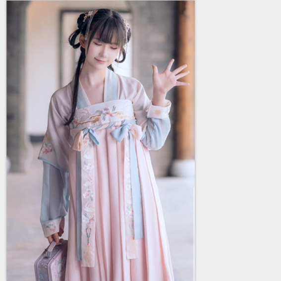 汉元素古装女 改良汉服对襟齐胸襦裙 绣花仙...