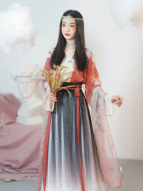 汉尚华莲月冠正品原创汉服女齐腰对襟衫裙中国...