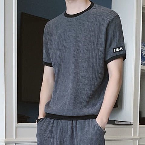 【低价销售】冰丝套装男夏季宽松大码休闲运动...