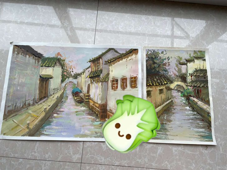 水粉风景画写生作品水粉风景代画可定制