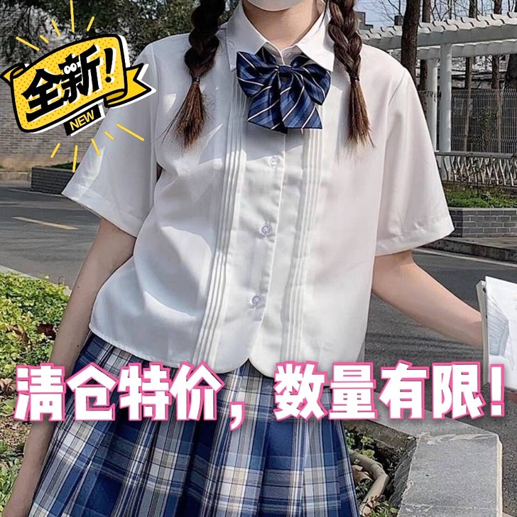 全新包邮!特价清仓!风琴褶短袖刺绣白衬衫女...