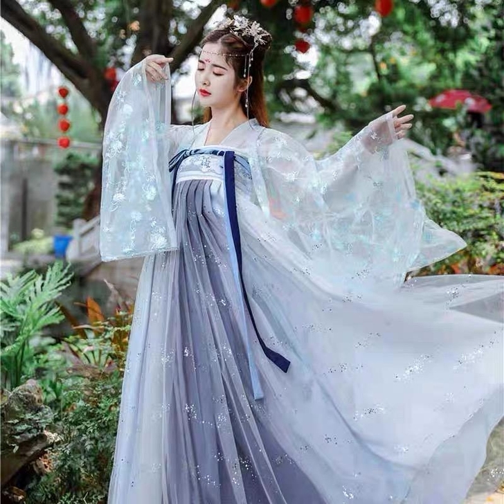 沧海赋汉服女仙女裙中国风刺绣花对襟古装超仙...