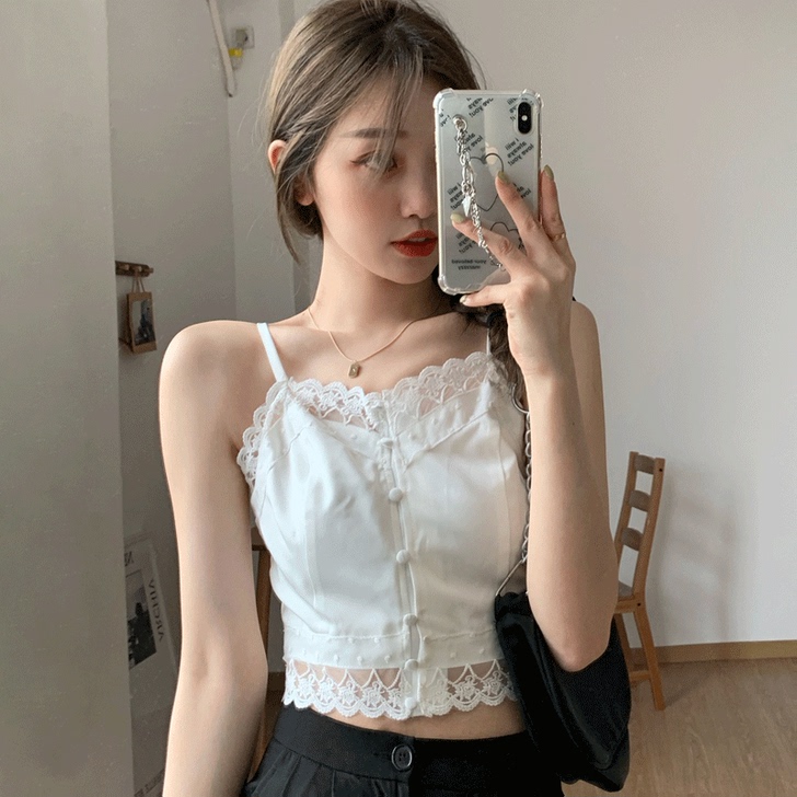 法式蕾丝花边小吊带背心女内搭设计感小众外穿...