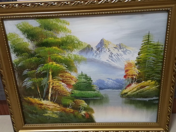 手绘欧式山水风景油画 工艺：手绘 画芯材质...