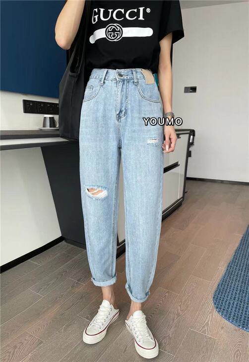 YOUMO有陌6911牛仔裤女夏季新款高腰...