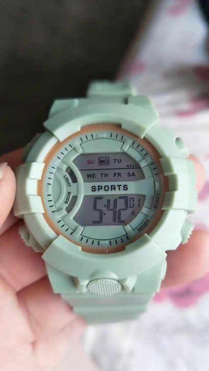 抹茶绿手表女用ins风,简约少女电子表,可...