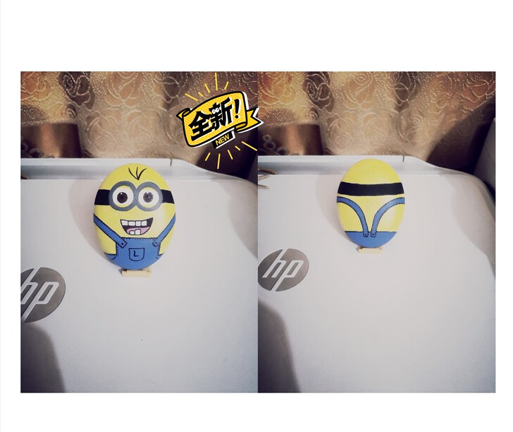 小黄人石头画丙面绘制,28一个,摆件,压书...