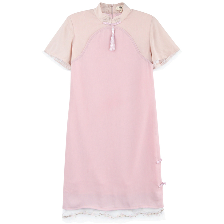 原创设计森女部落阿绣少女古风旗袍连衣裙女温...