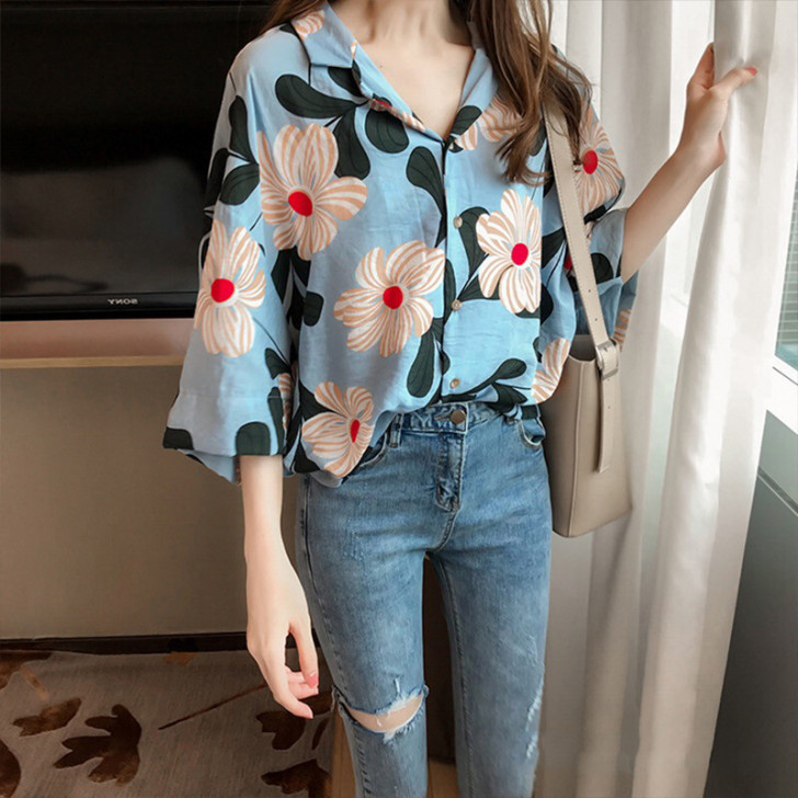 雪纺衬衫女2019夏季新款宽松显瘦仙女范村...