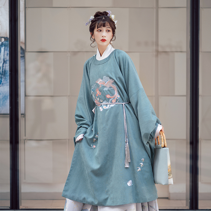 池夏 花与酒:凤隐 明制圆领长袄 原创改良...